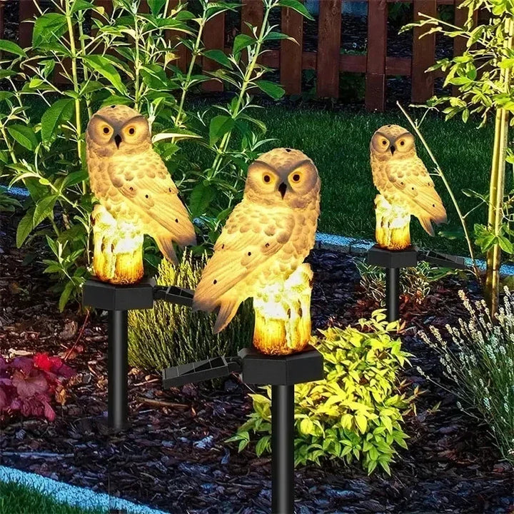 Solarna lampa ogrodowa sowa z ciepłą białą diodą LED, wodoszczelna IP65, 45 cm