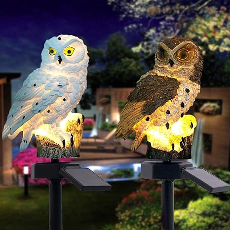 Solarna lampa ogrodowa sowa z ciepłą białą diodą LED, wodoszczelna IP65, 45 cm