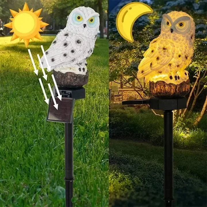 Solarna lampa ogrodowa sowa z ciepłą białą diodą LED, wodoszczelna IP65, 45 cm