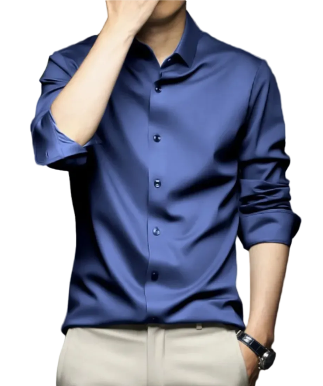 Męska koszula slim fit – efekt satyny ze stretchem