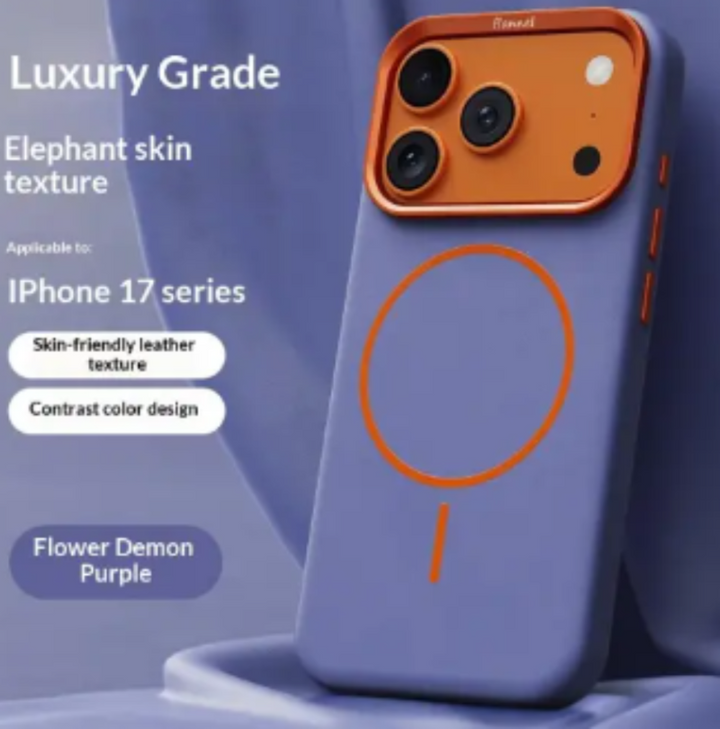 Etui na telefon ze skórzaną fakturą do iPhone 17 – kompatybilne z MagSafe
