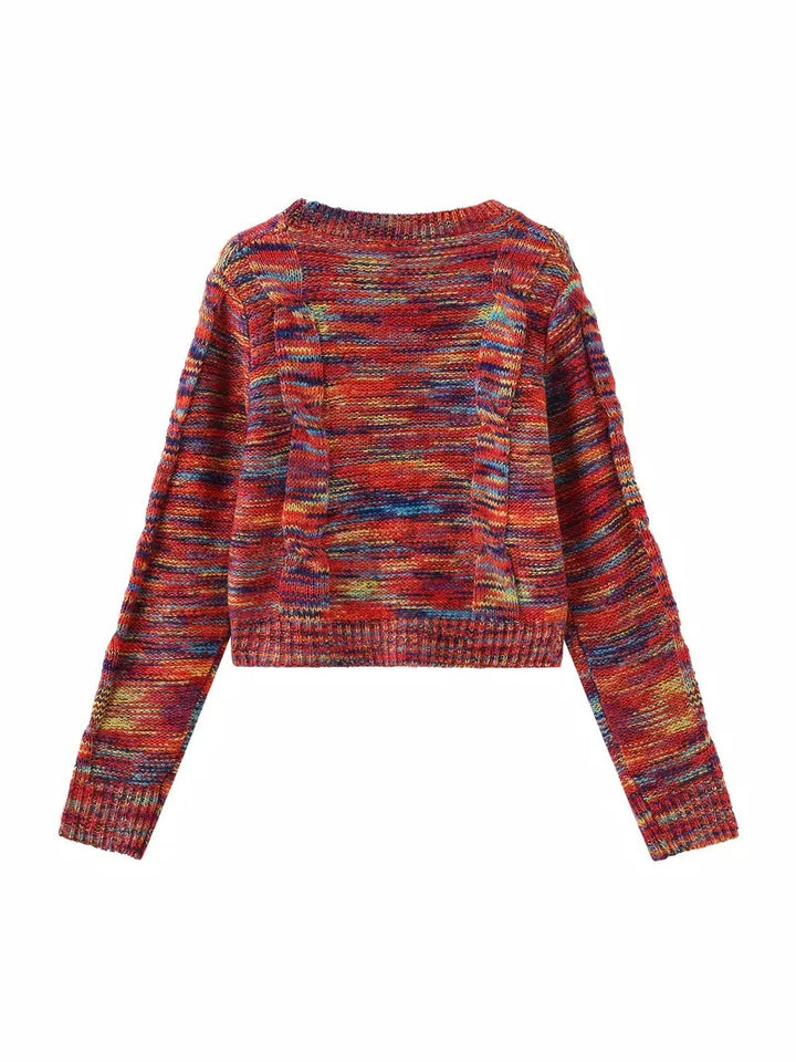Damski sweter z dzianiny w kolorowe bloki