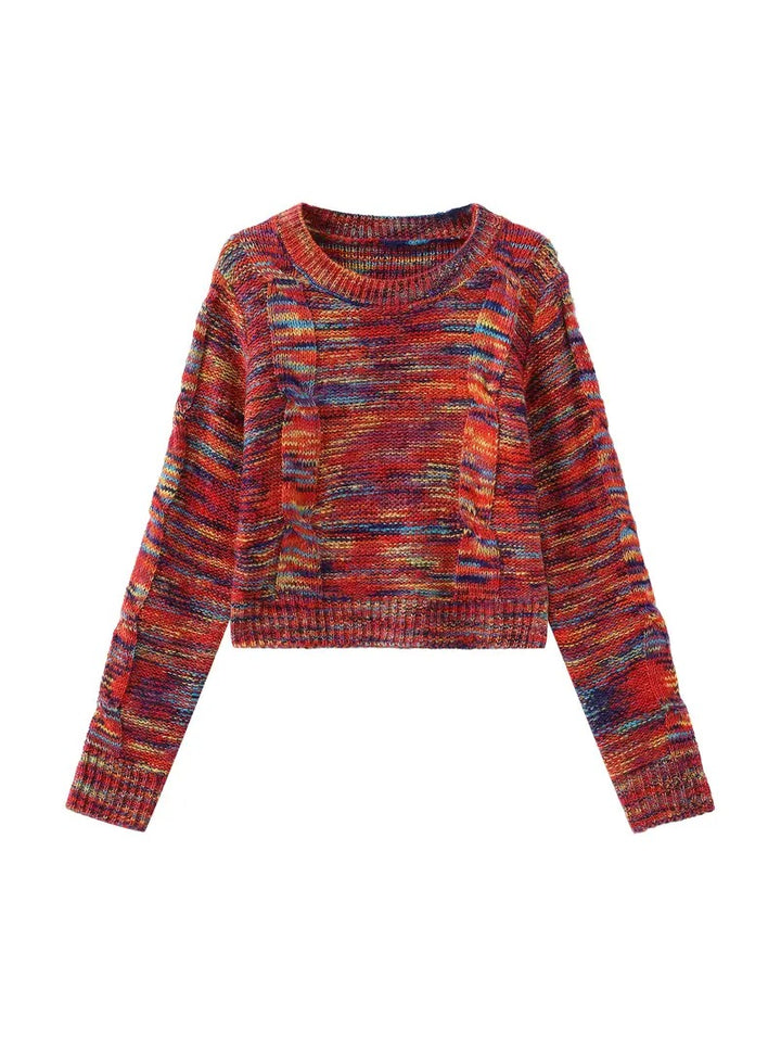 Damski sweter z dzianiny w kolorowe bloki