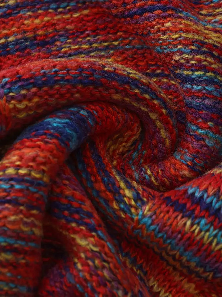Damski sweter z dzianiny w kolorowe bloki