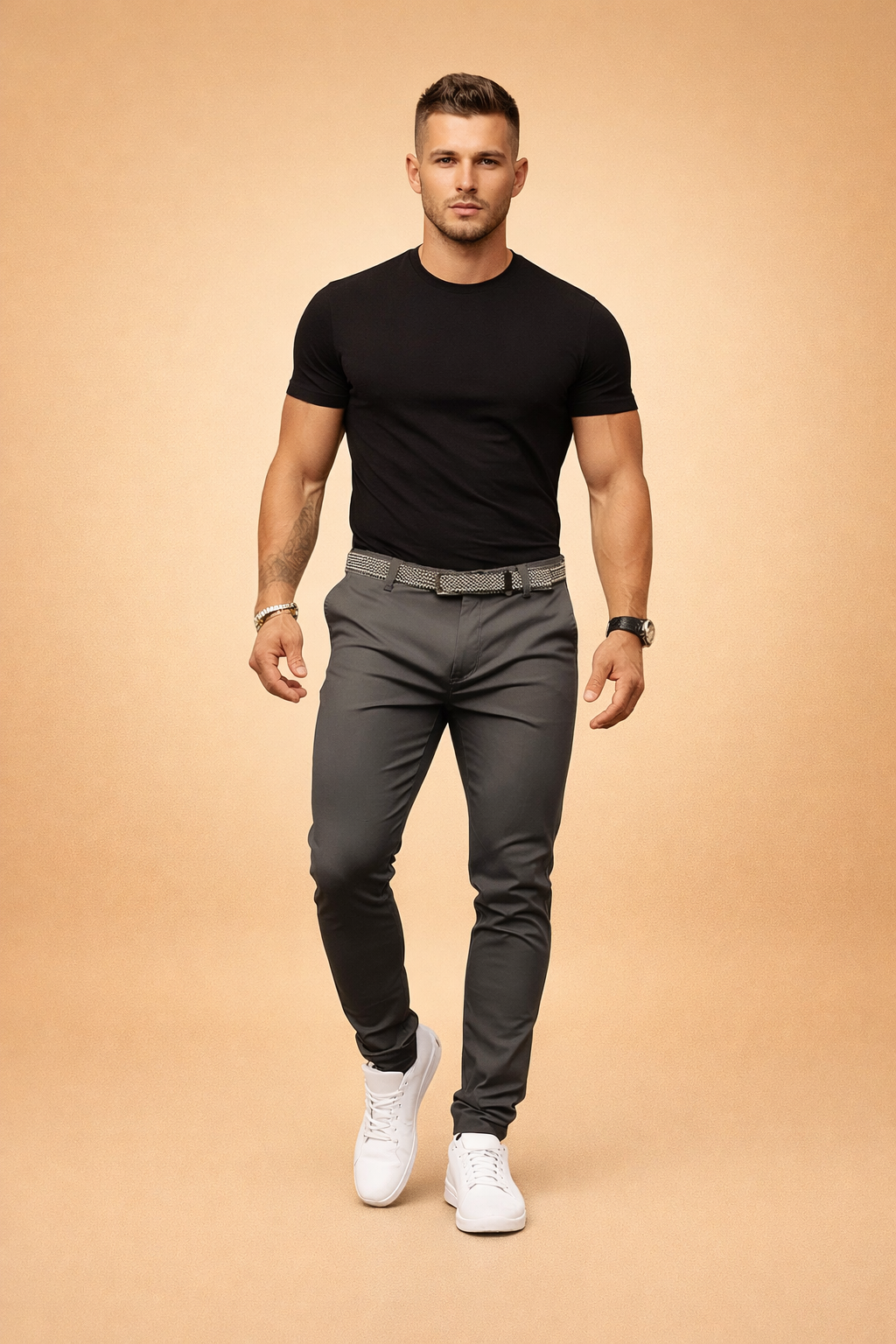 Męskie spodnie slim fit z taliowanym krojem – smart casual