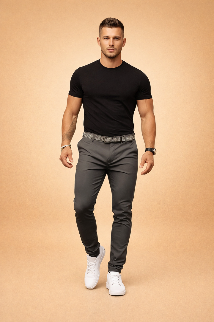 Męskie spodnie slim fit z taliowanym krojem – smart casual