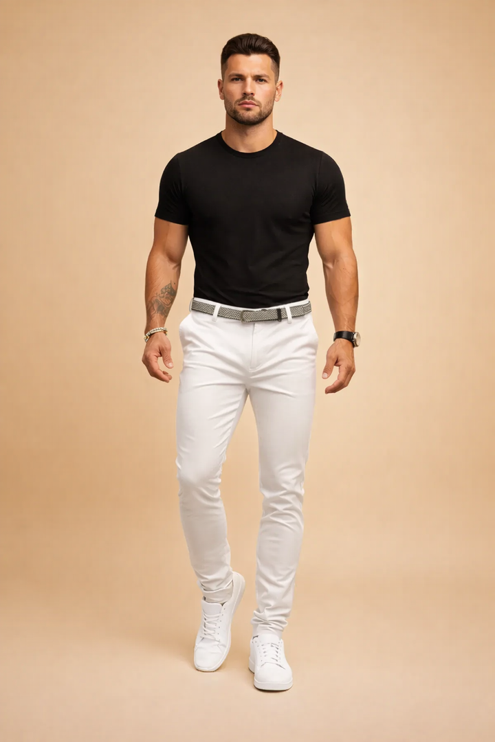 Męskie spodnie slim fit z taliowanym krojem – smart casual