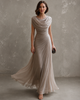 Elegancka drapowana sukienka maxi – bezrękawnikowa, formalna suknia wieczorowa