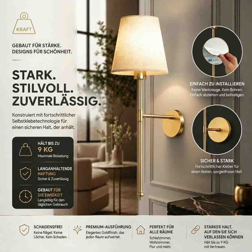 Bezprzewodowa lampa ścienna, 2 sztuki | Adhesoria