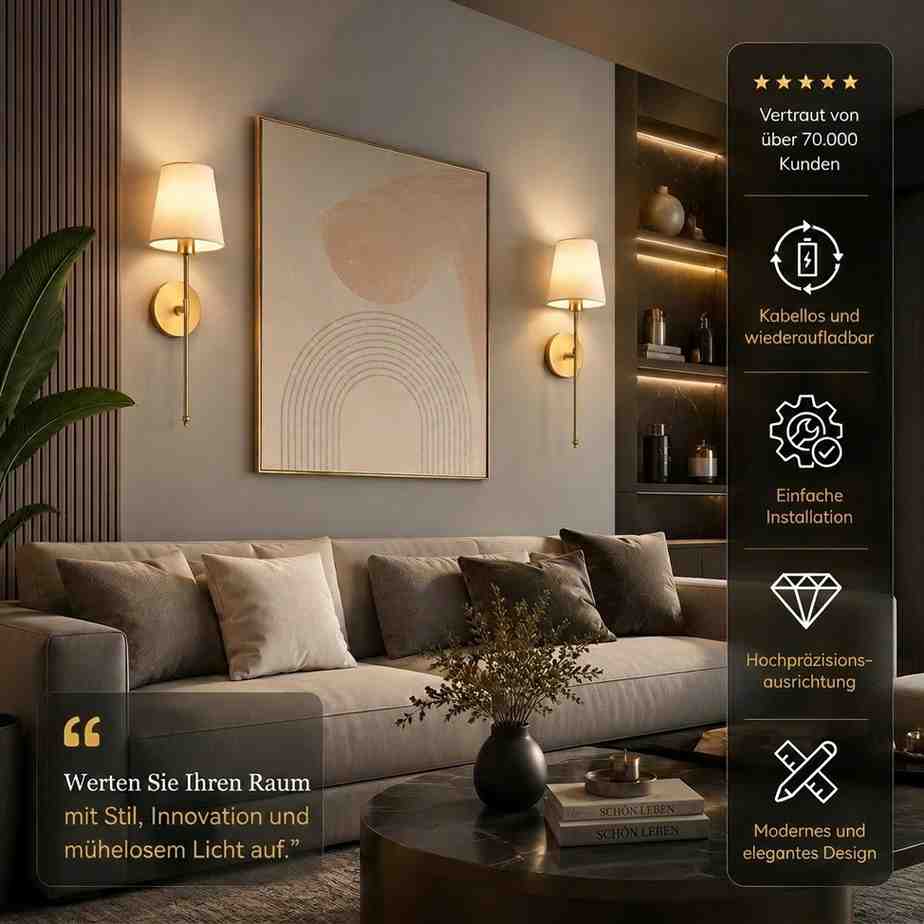 Bezprzewodowa lampa ścienna, 2 sztuki | Adhesoria