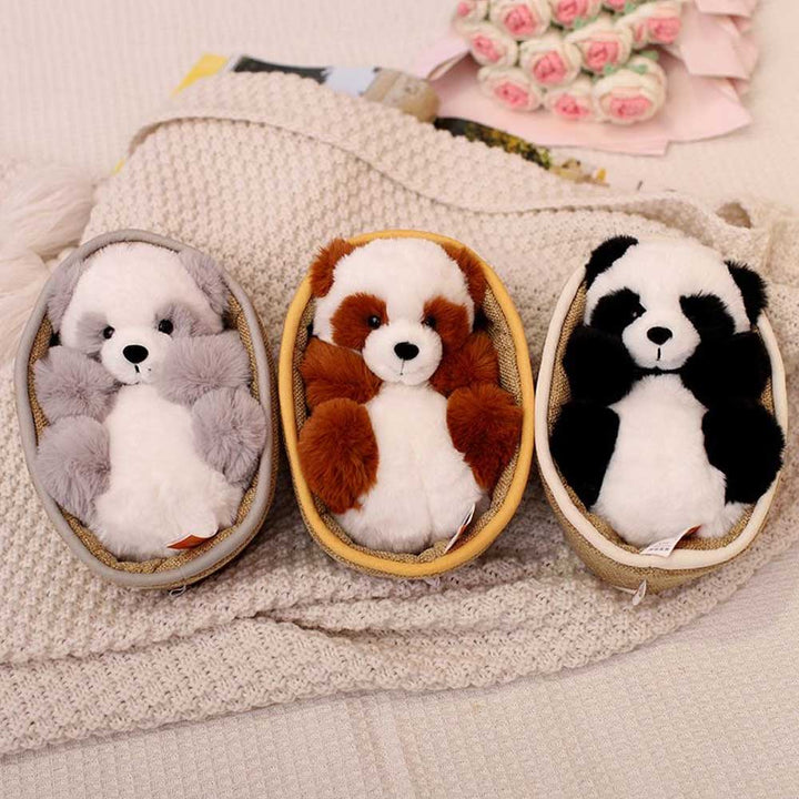 Pluszowa panda z wyjmowanym koszyczkiem – miękkie i dekoracyjne wypełnienie – 20 cm