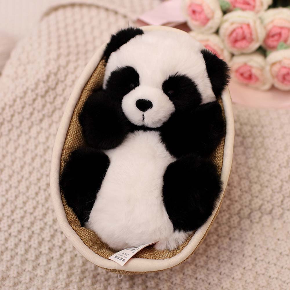 Pluszowa panda z wyjmowanym koszyczkiem – miękkie i dekoracyjne wypełnienie – 20 cm