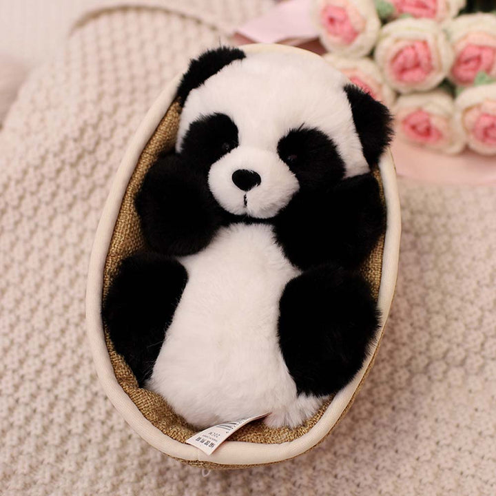 Pluszowa panda z wyjmowanym koszyczkiem – miękkie i dekoracyjne wypełnienie – 20 cm