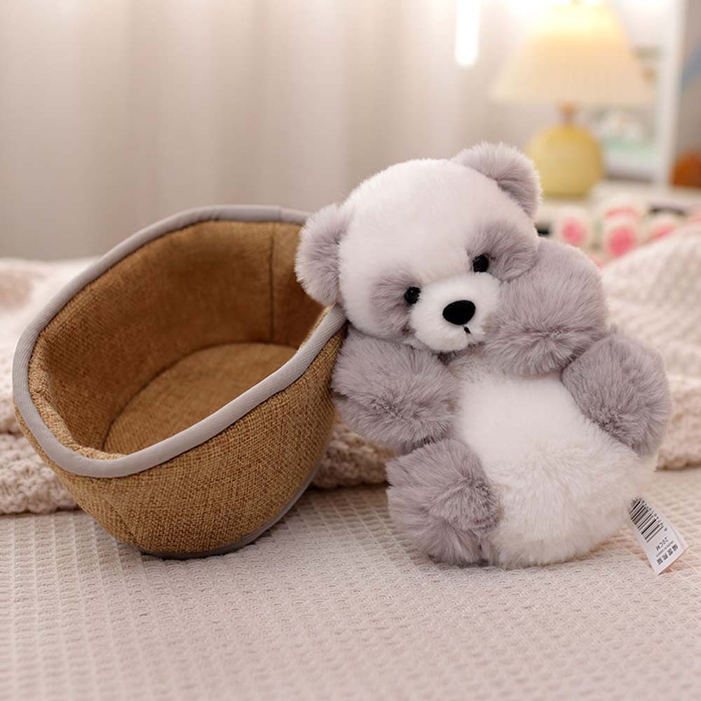 Pluszowa panda z wyjmowanym koszyczkiem – miękkie i dekoracyjne wypełnienie – 20 cm