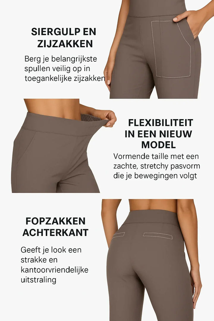 Damskie spodnie z wysokim stanem, stretch – wygodne spodnie bez zapięcia