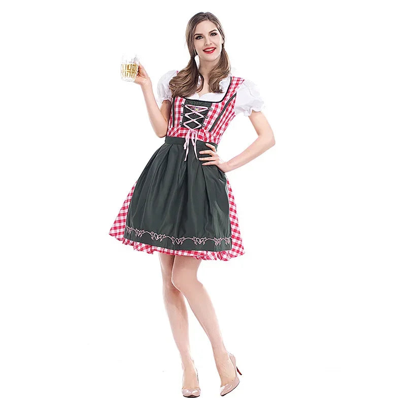 Klasyczny damski komplet dirndl na Oktoberfest - tradycyjny poliester