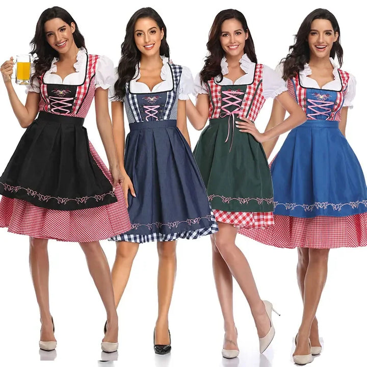 Klasyczny damski komplet dirndl na Oktoberfest - tradycyjny poliester
