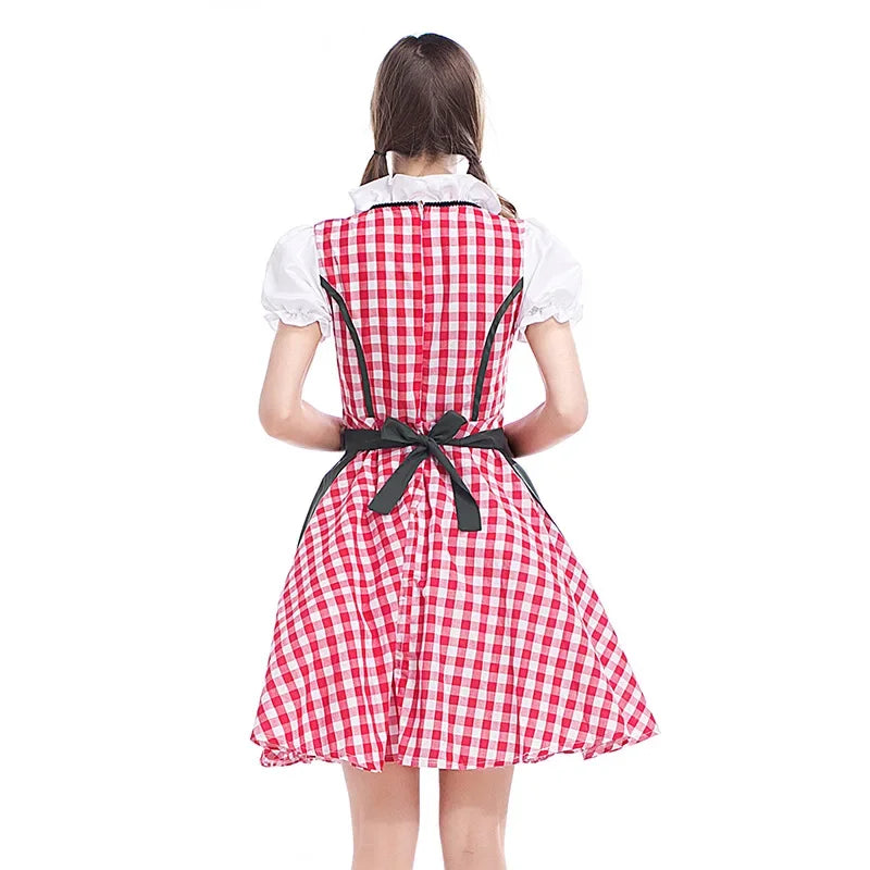 Klasyczny damski komplet dirndl na Oktoberfest - tradycyjny poliester