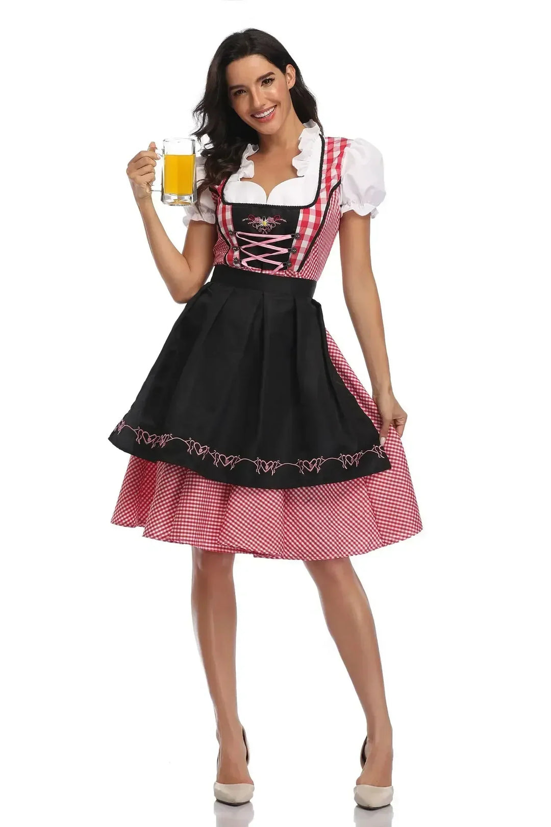 Klasyczny damski komplet dirndl na Oktoberfest - tradycyjny poliester