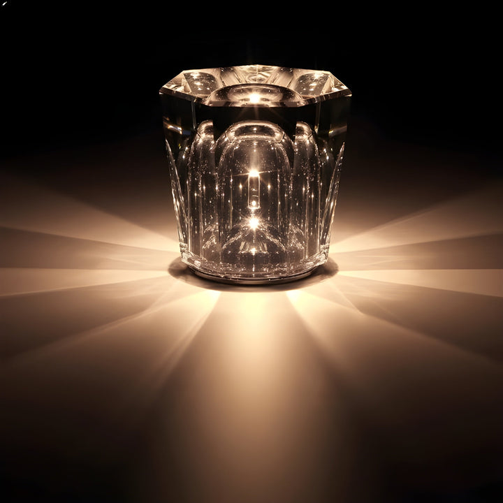 Kryształowa lampa stołowa VÉLORIA | Design w kształcie diamentu i gra świateł 360° | Bezprzewodowa i ładowana przez USB | Do 12 godzin świecenia