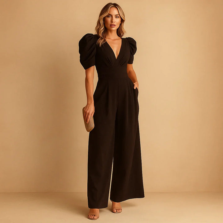 Kuszący Jumpsuit z Bufiastymi Rękawami