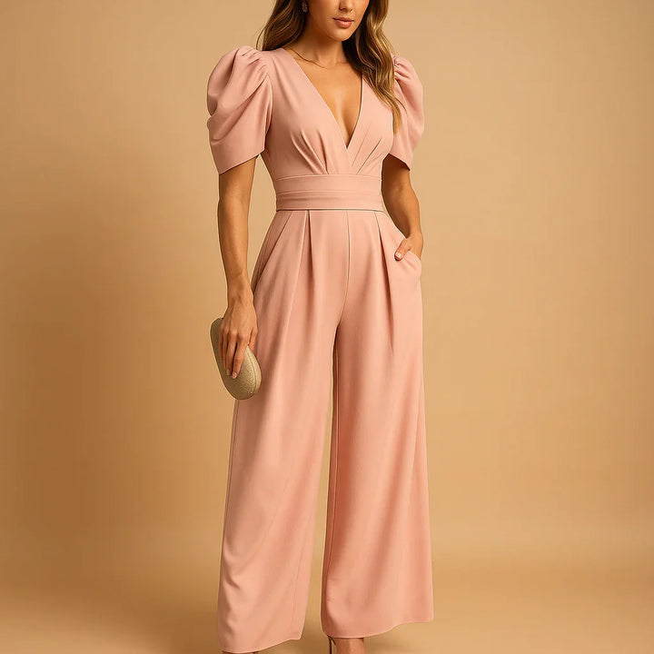 Kuszący Jumpsuit z Bufiastymi Rękawami
