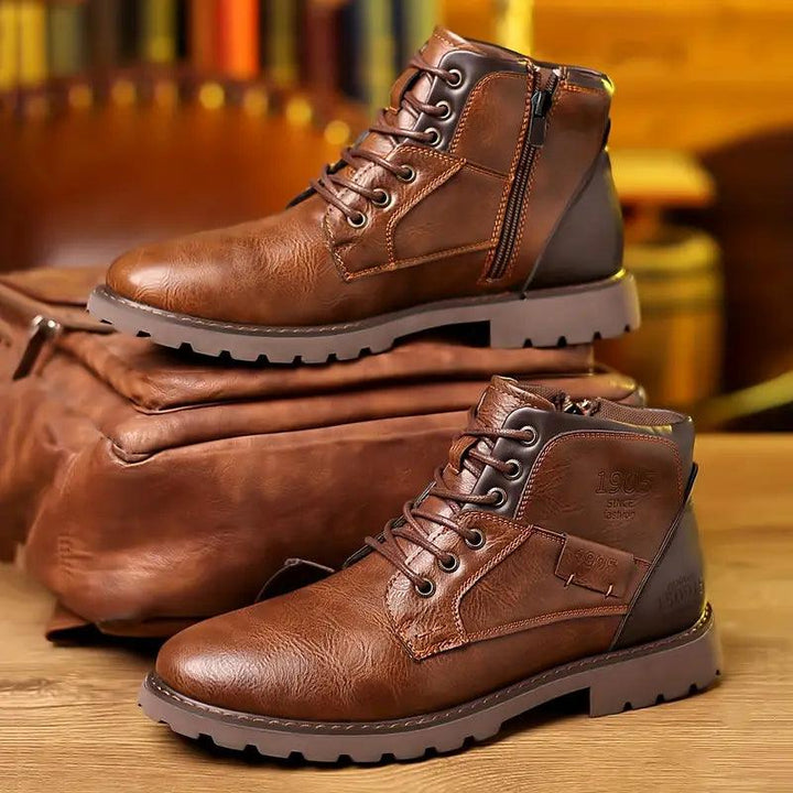 Męskie skórzane buty z zamkiem, eleganckie i trwałe