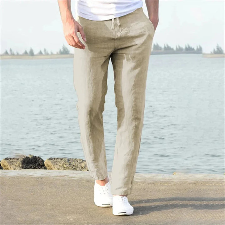 Męskie Lnianie Spodnie Letnie – Casual Style z Przewiewnym Designem