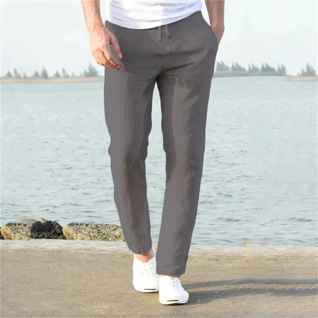 Męskie Lnianie Spodnie Letnie – Casual Style z Przewiewnym Designem