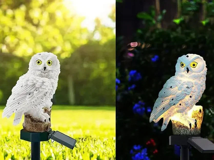 Solarna lampa ogrodowa sowa z ciepłą białą diodą LED, wodoszczelna IP65, 45 cm