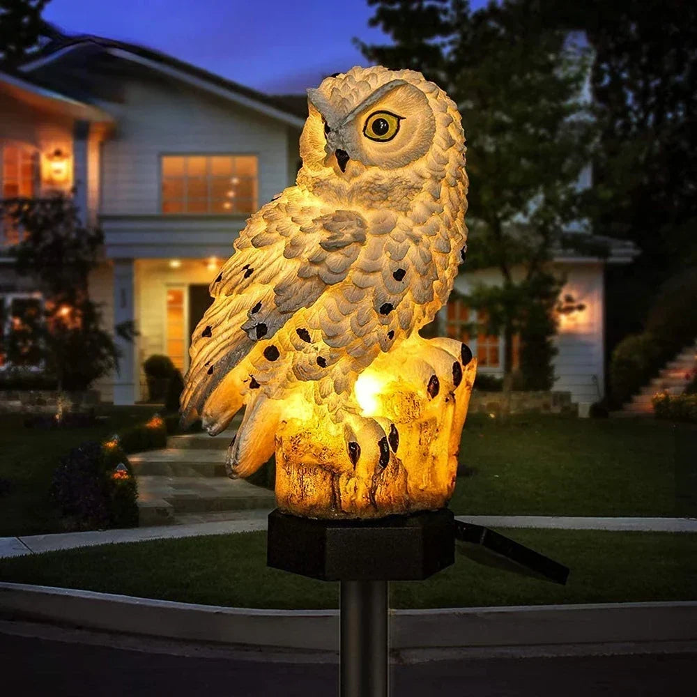Solarna lampa ogrodowa sowa z ciepłą białą diodą LED, wodoszczelna IP65, 45 cm
