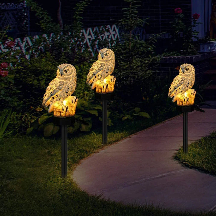 Solarna lampa ogrodowa sowa z ciepłą białą diodą LED, wodoszczelna IP65, 45 cm