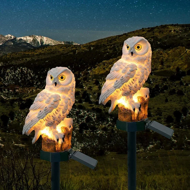 Solarna lampa ogrodowa sowa z ciepłą białą diodą LED, wodoszczelna IP65, 45 cm