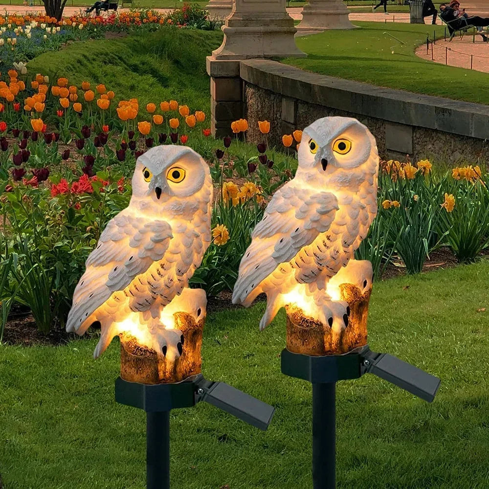 Solarna lampa ogrodowa sowa z ciepłą białą diodą LED, wodoszczelna IP65, 45 cm