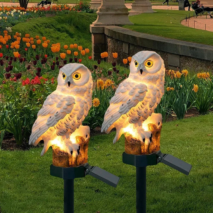 Solarna lampa ogrodowa sowa z ciepłą białą diodą LED, wodoszczelna IP65, 45 cm