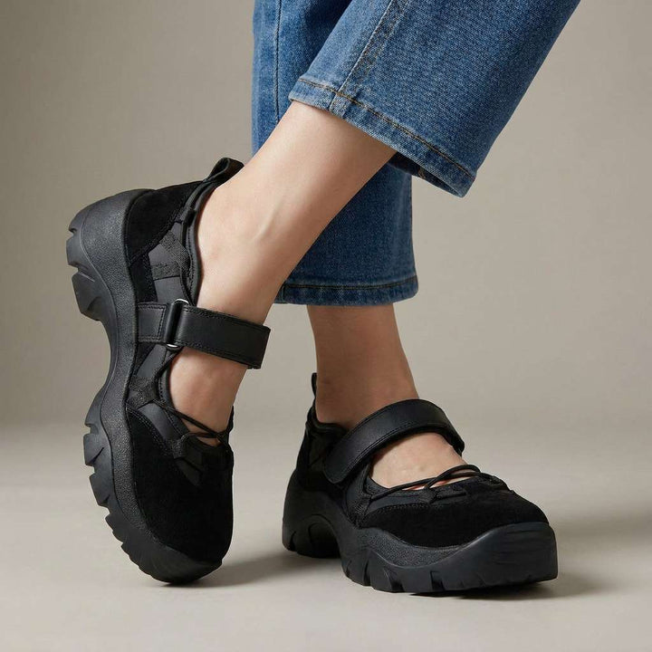 Damskie wygodne wsuwane buty z paskiem na rzepy | Lekkie slip-ony