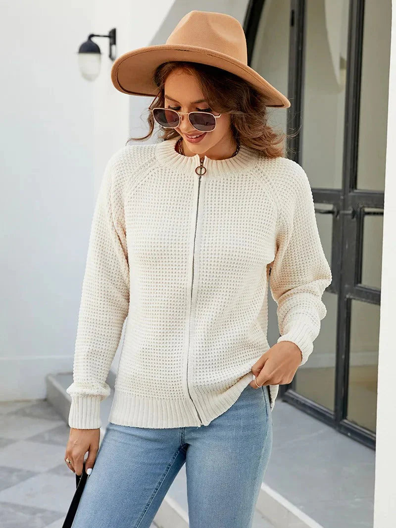 Solidny Casual Damski Kardigan z Zippem