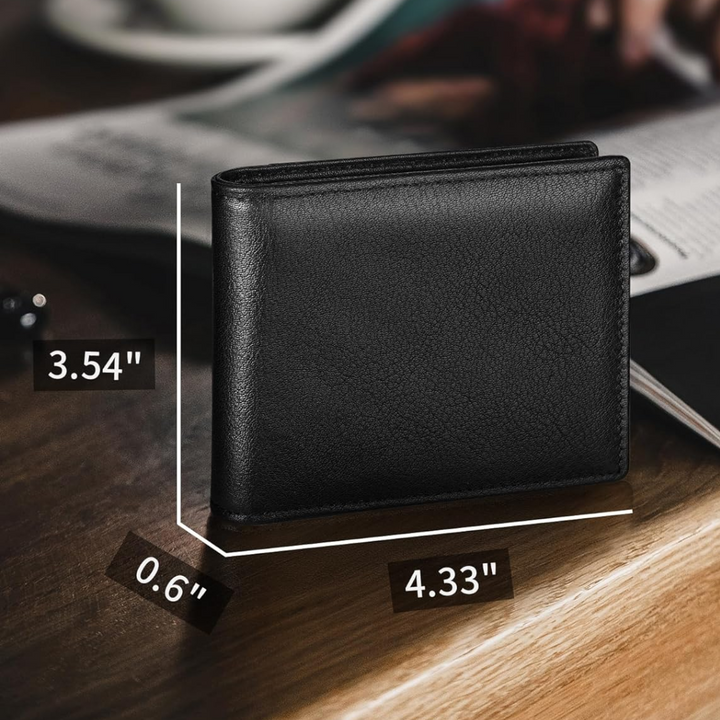 Męski portfel bifold z prawdziwej skóry z ochroną RFID