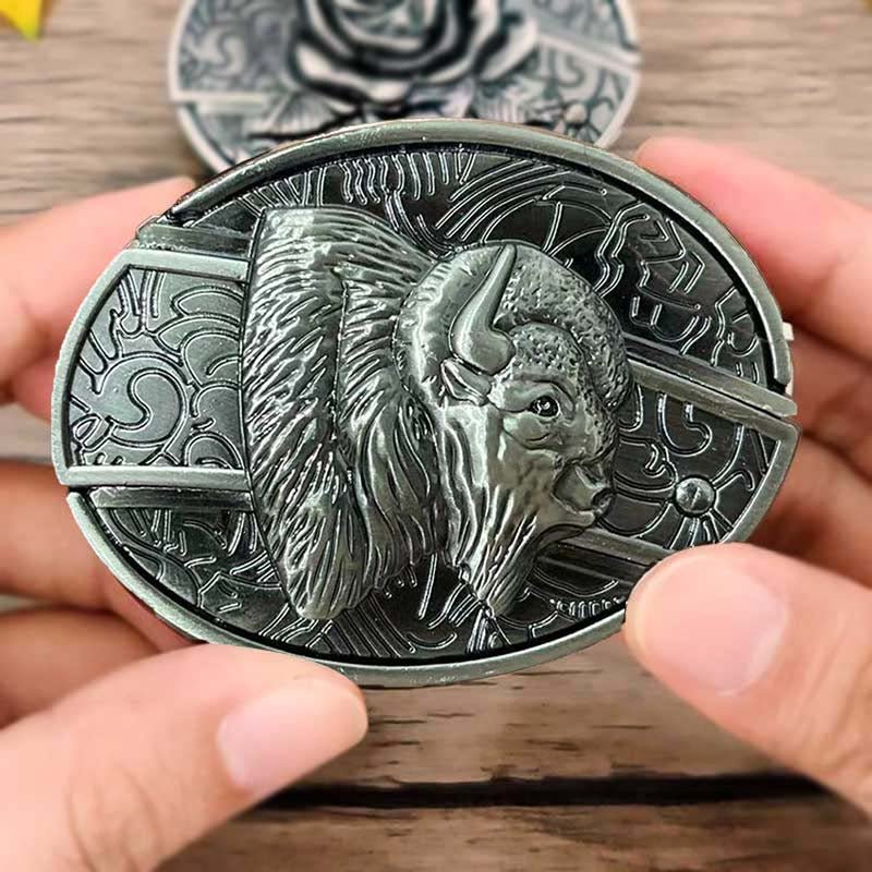 Owalna metalowa klamra do paska w stylu kowbojskim