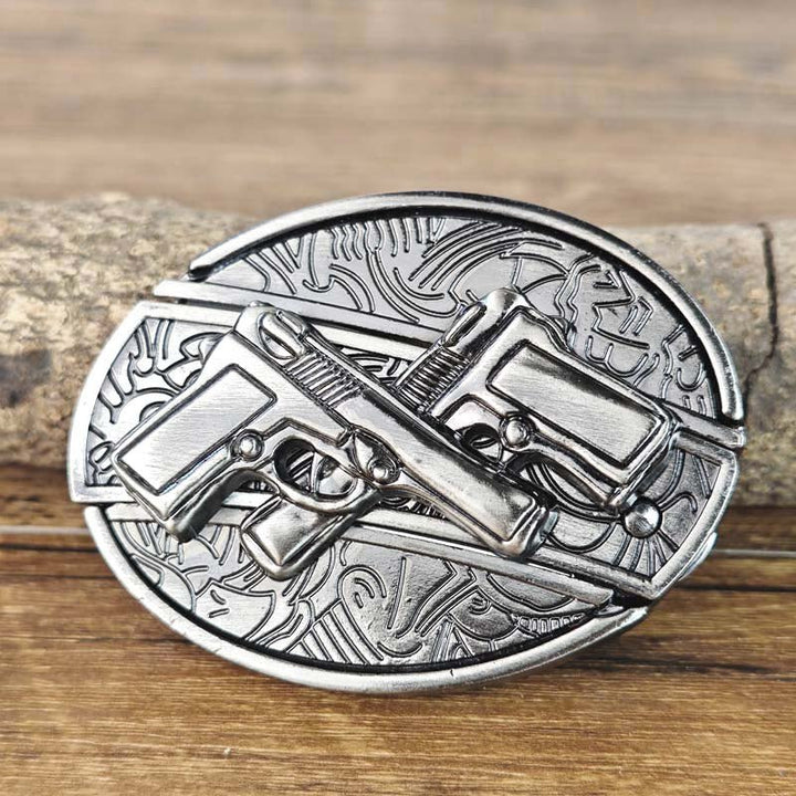 Owalna metalowa klamra do paska w stylu kowbojskim