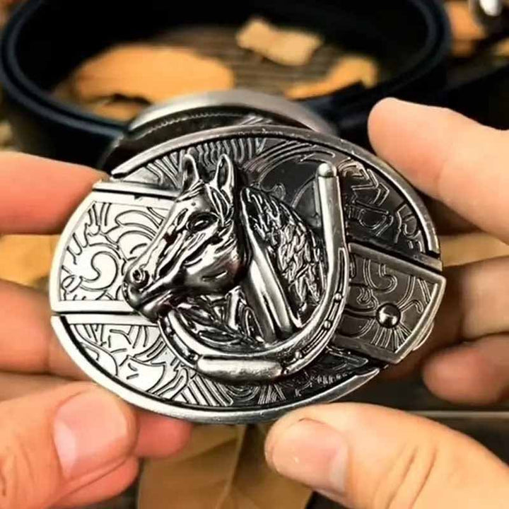 Owalna metalowa klamra do paska w stylu kowbojskim