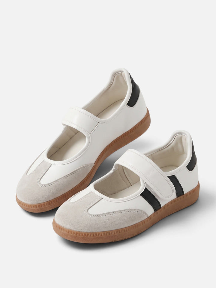 Damskie sneakersy w stylu Mary Jane z kontrastowymi paskami