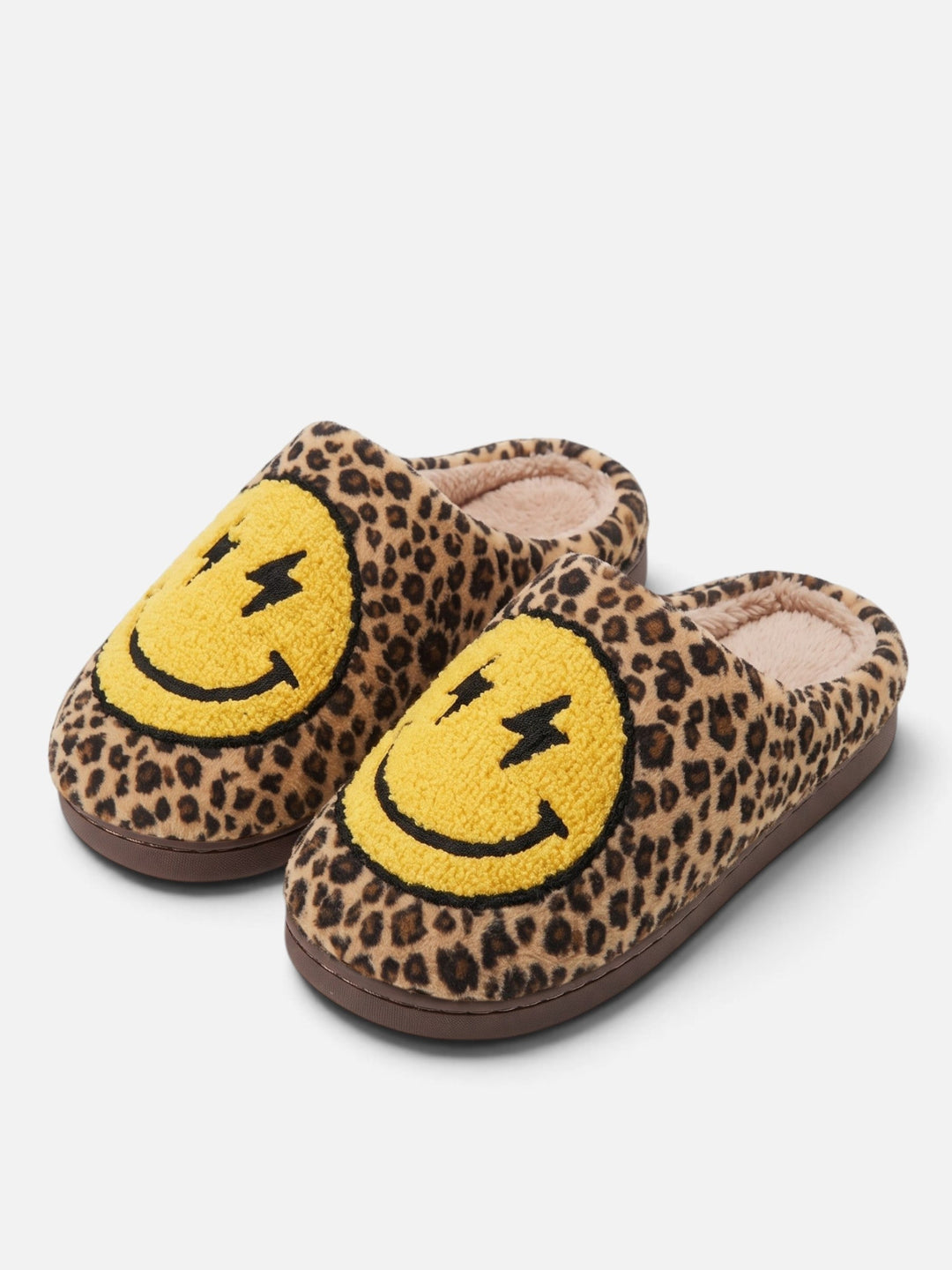 Damskie kapcie na platformie z buźką smiley