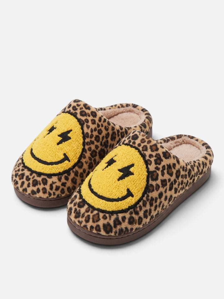 Damskie kapcie na platformie z buźką smiley