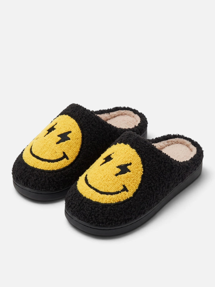 Damskie kapcie na platformie z buźką smiley