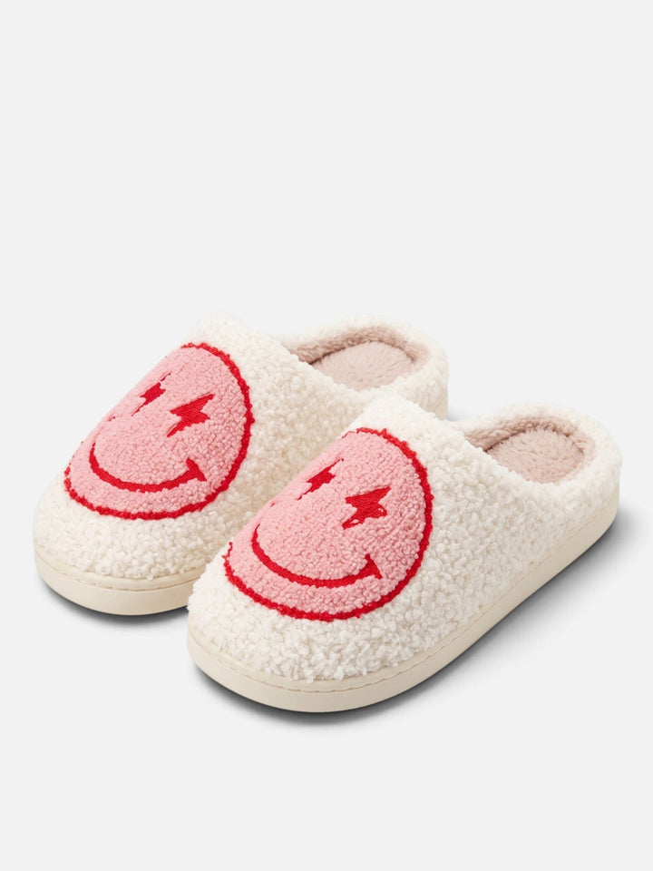Damskie kapcie na platformie z buźką smiley