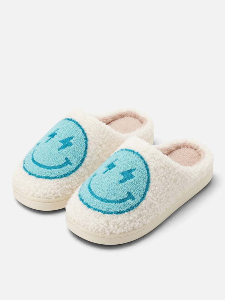 Damskie kapcie na platformie z buźką smiley