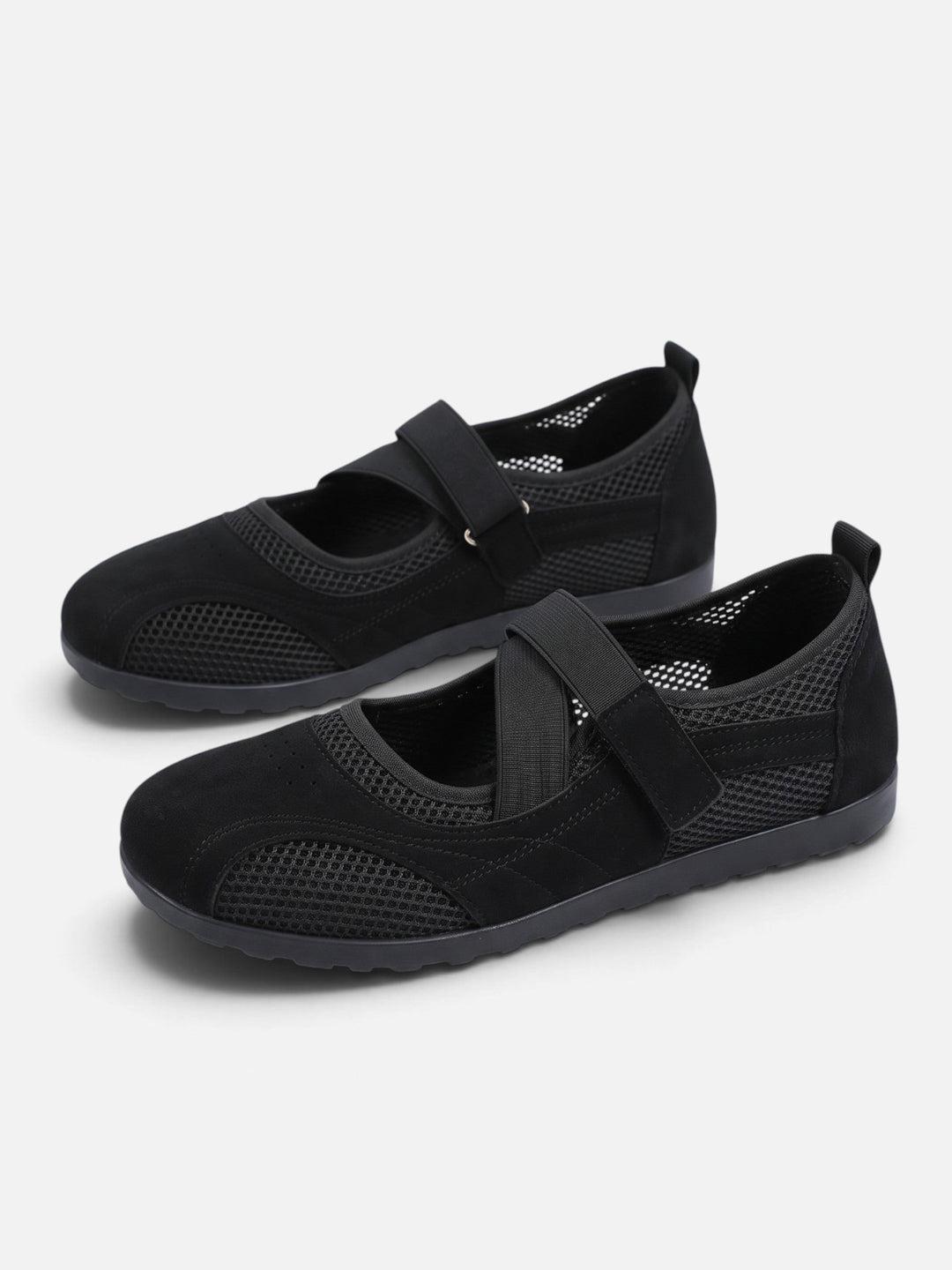 Damskie baleriny sneakerina z siateczki ze skrzyżowanymi paskami