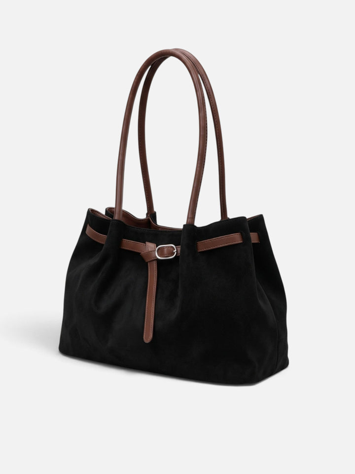 Damska torba shopper na ramię z zamszu z paskiem ze sprzączką