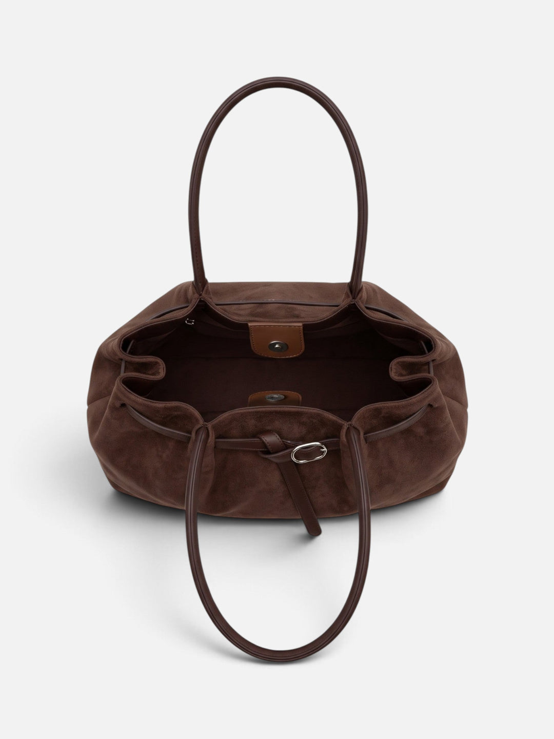 Damska torba shopper na ramię z zamszu z paskiem ze sprzączką